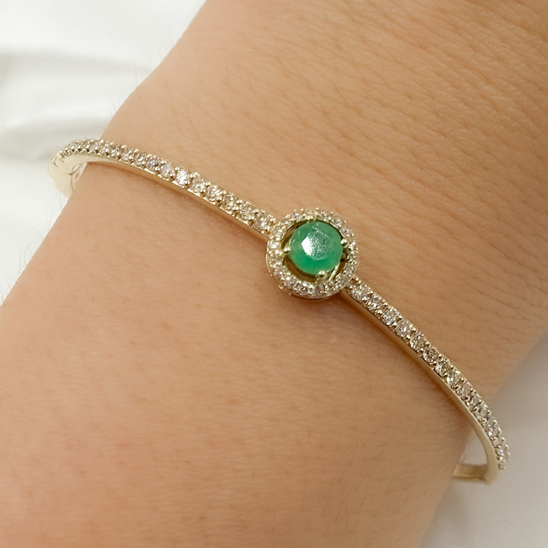 14K Solid Gold Diamond and Gemstone Bangle. CB96497EM