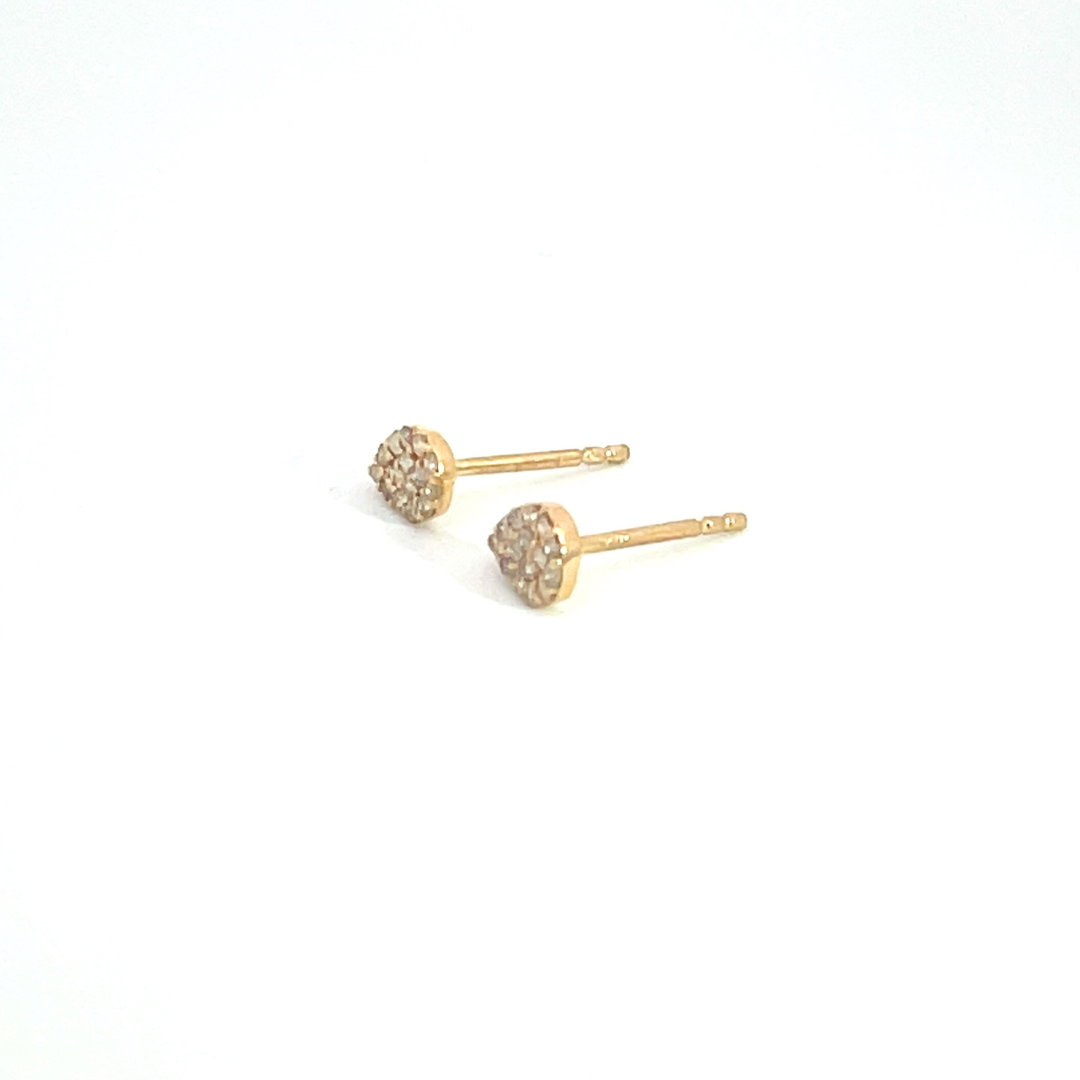 GDT02. 14k Solid Yellow Gold Diamond Drop Studs