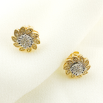 Load image into Gallery viewer, 14K Solid Gold and Diamonds Flower Earrings. EFB51035
