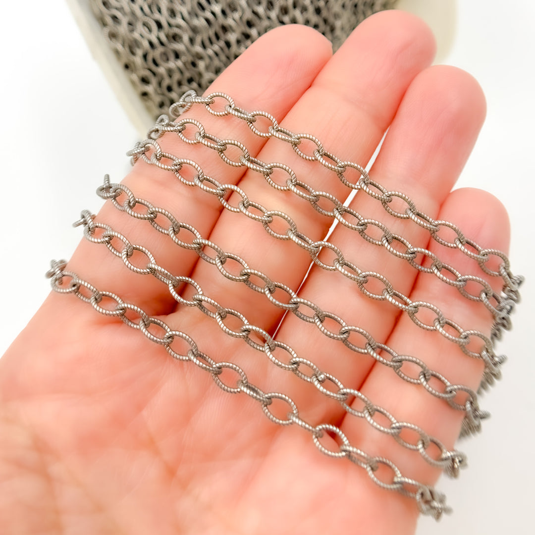 417OX. Oxidized Sterling Silver Twisted Oval Link Chain