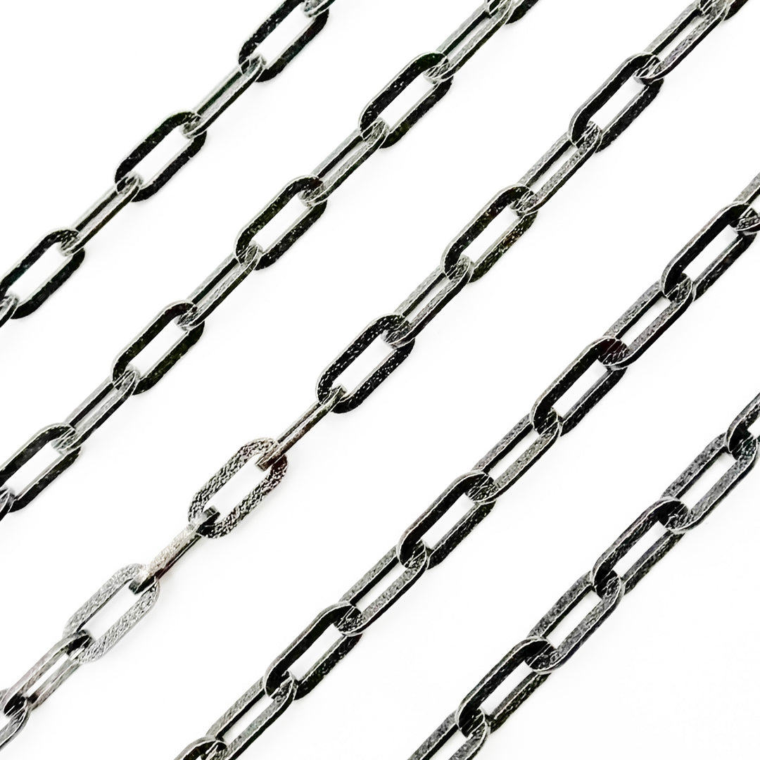 X29BR. Black Rhodium Sterling Silver Matt Paperclip Chain