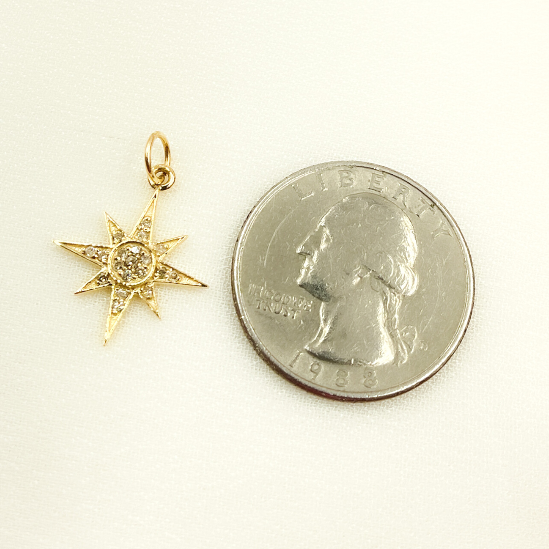 GDP208. 14K Solid Gold Diamond Star Charm