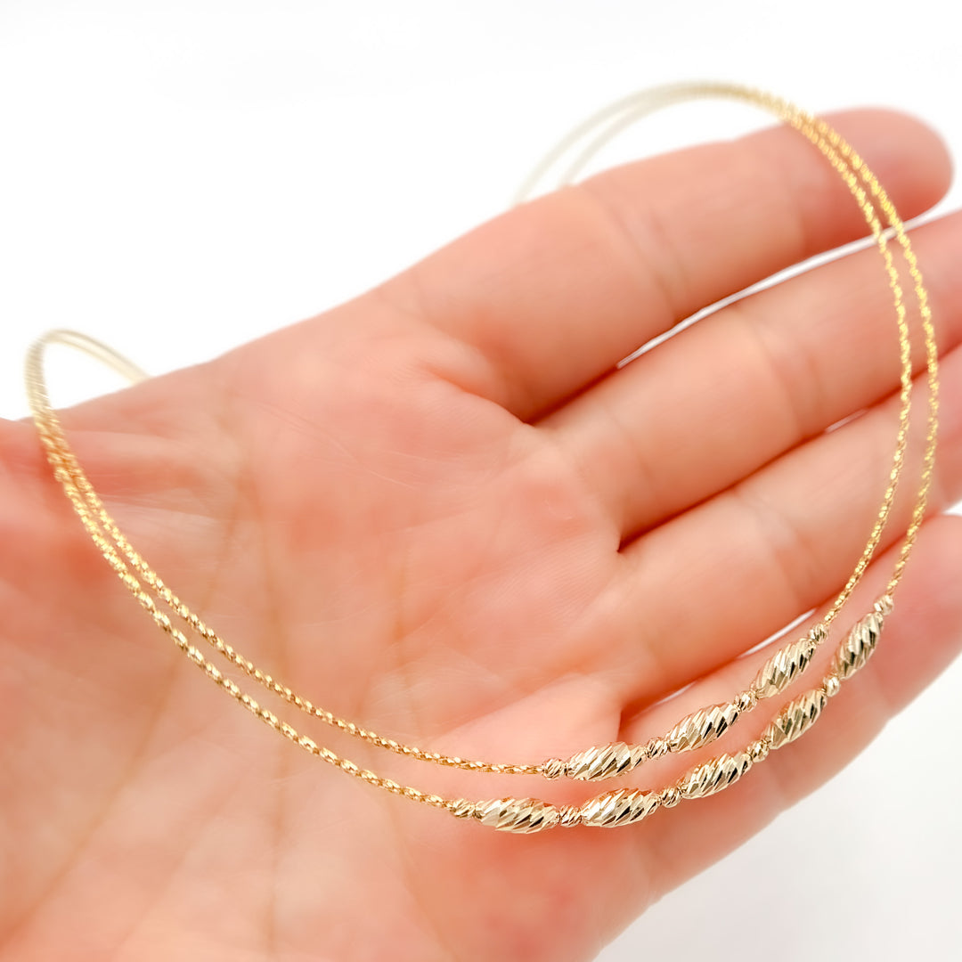 14K Solid Gold Fancy Choker Necklace