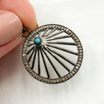 Load image into Gallery viewer, DP686. Diamond Sterling Silver Round Fancy Pendant with Gemstone
