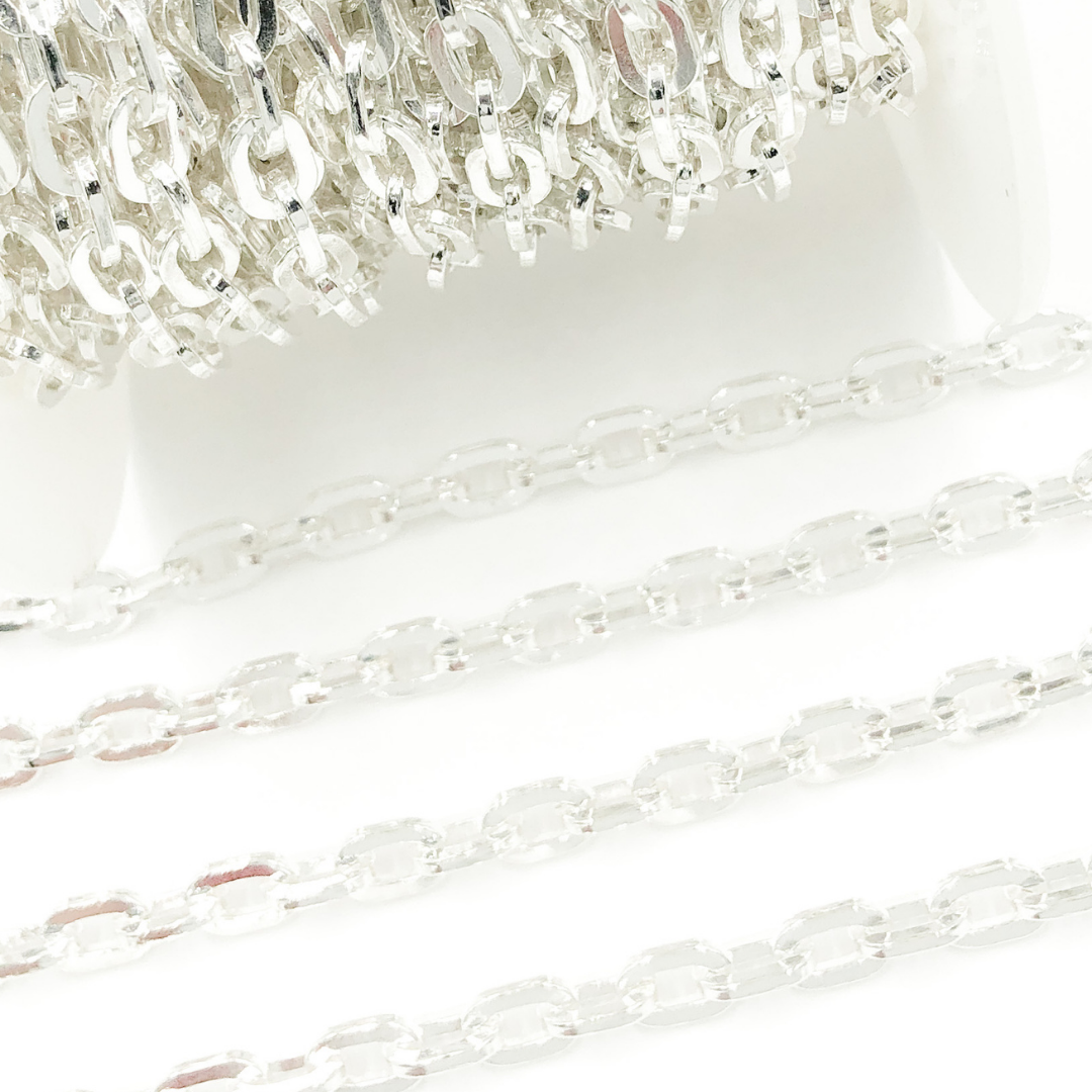 925 Sterling Silver Flat Oval Link Chains