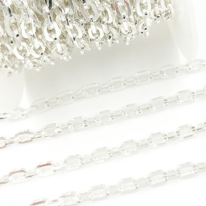 925 Sterling Silver Flat Oval Link Chains