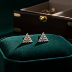 Load image into Gallery viewer, EFC54162. 14K Solid Gold and Diamonds Triangle Studs