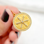 Load image into Gallery viewer, 14K Gold Charm Circle Pendant with Diamonds. GDP272
