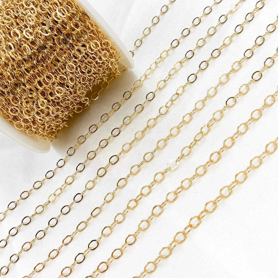 2207FGF. 14k Gold Filled Flat Round Link Chain