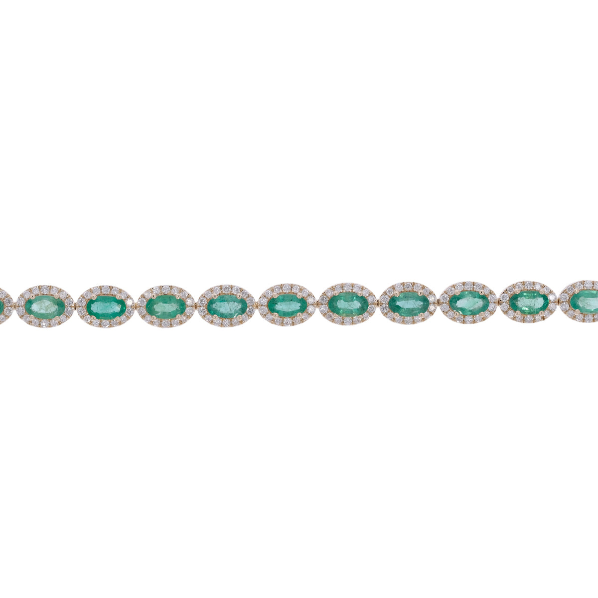 CB974045X3. 14K Solid Gold Diamond and Gemstone Oval Bracelet