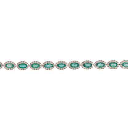 CB974045X3. 14K Solid Gold Diamond and Gemstone Oval Bracelet