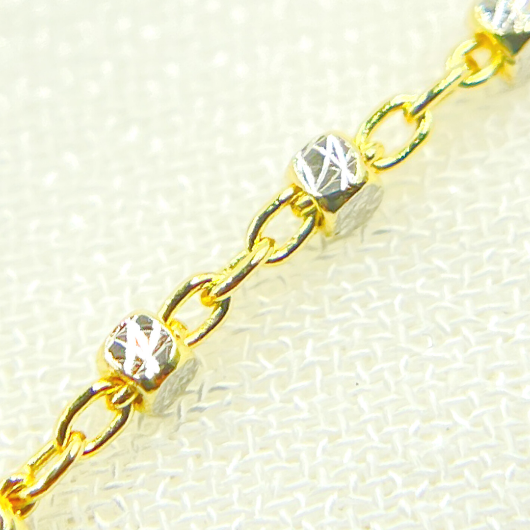 029R02S0QT4P5B958. 14K Solid Yellow Gold Satellite Cubes Chains