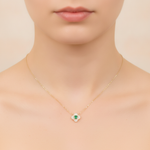 Load image into Gallery viewer, NT404984. 14K Solid Gold Flower Solitaire Tiny Necklace