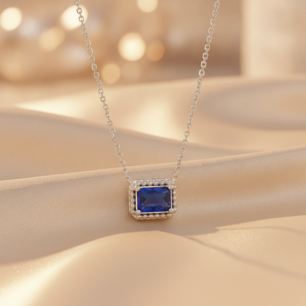CN97471-7X5. 14K Solid Gold Octagon Gemstone Fancy Tiny Necklace