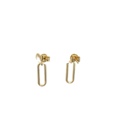ER416416Y. 14k Solid Gold Diamond Dangle Ovals Earrings