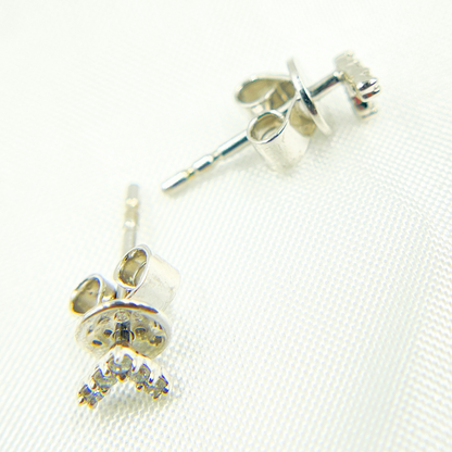 ER413639W. 14k Solid White Gold Diamond Triangle Studs