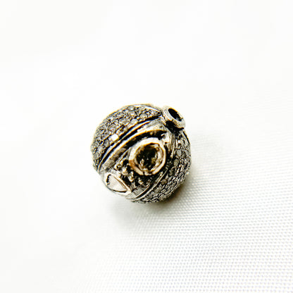 DC843. Diamond & Sterling Silver Round Bead