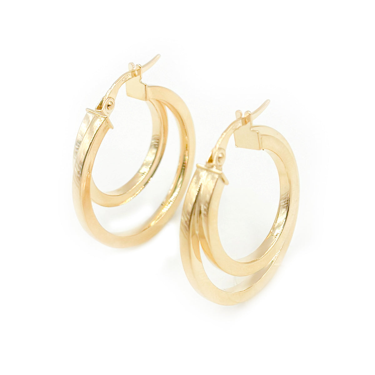 Gold Fancy Hollow Double Hoop Earrings