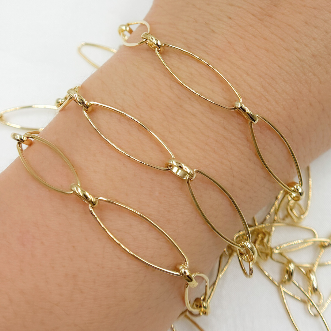 Gold Plated Sterling Silver Long & Short Oval Link