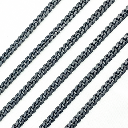 X23BRM. Black Rhodium 925 Sterling Silver Smooth Curb Chain.