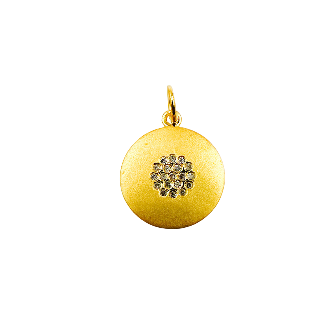 14K Solid Gold with Diamonds Circle Shape Charm. GDP111