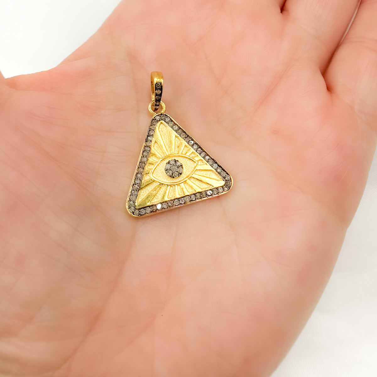 Diamond Sterling Silver Triangle Pendants