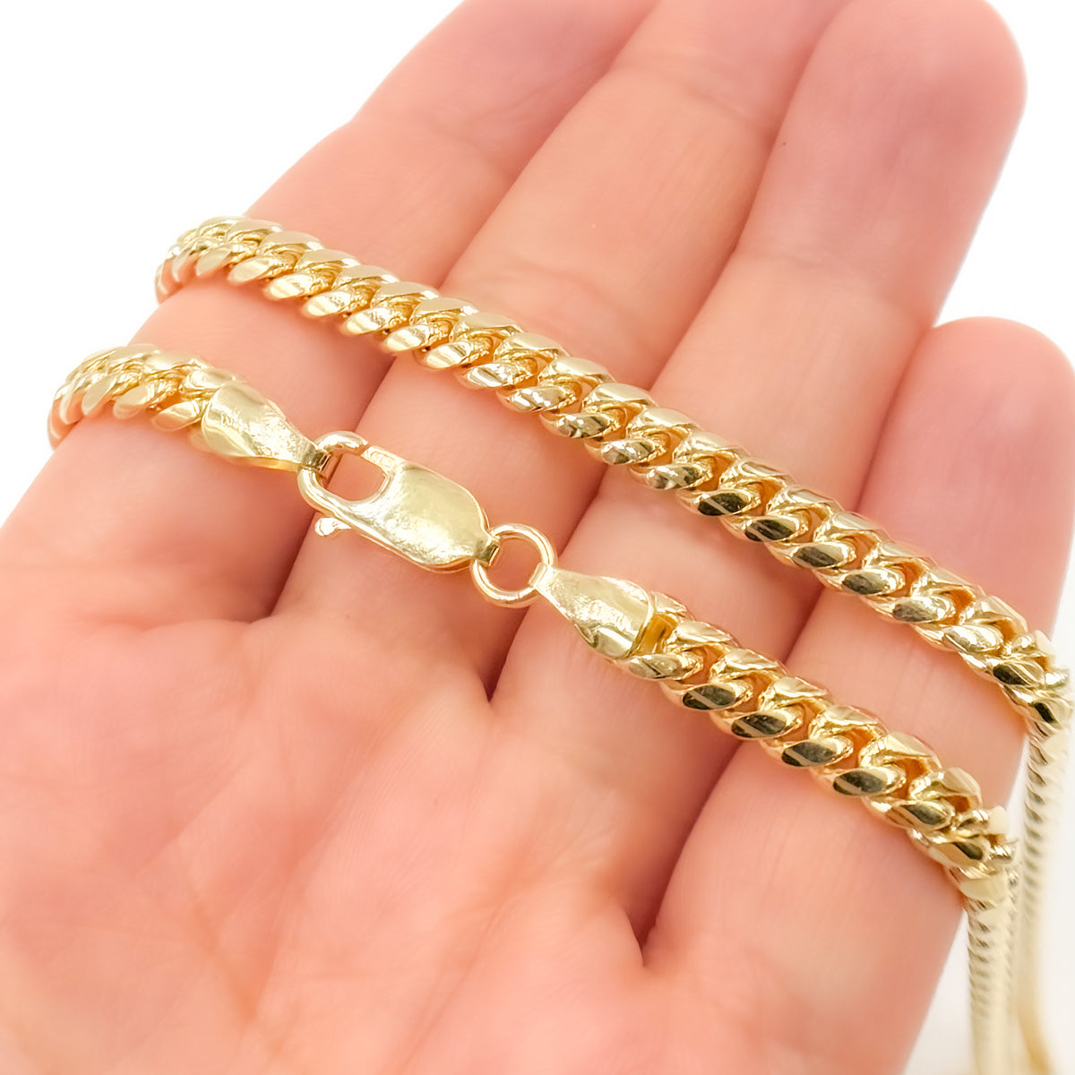 14K Solid Yellow Gold Flat Curb Link Necklace