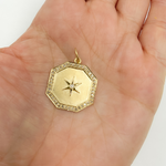 Load image into Gallery viewer, 14K Solid Gold with Diamonds Octagon Shape with Star Charm. GDP20
