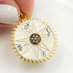 Load image into Gallery viewer, DP600A. Diamond Sterling Silver Round Compass Enamel Pendant
