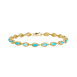 Load image into Gallery viewer, BFZ61104TQ. 14K Solid Gold Turquoise Marquise Bracelet