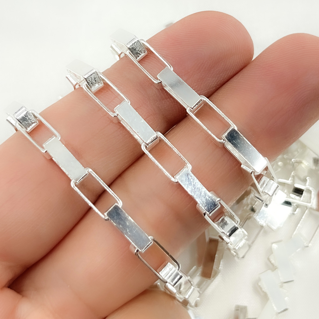 V42SS. Sterling Silver Flat Box Link Chain
