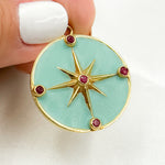 Load image into Gallery viewer, DP721A. Diamond Sterling Silver Star Enamel Pendant with Gemstone
