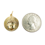 Load image into Gallery viewer, 14K Solid Gold with Diamonds Circle Shape with Buddha Charm. GDP73
