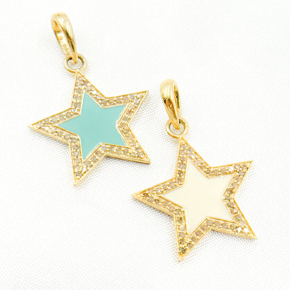 DP647A. Diamond Sterling Silver Star Enamel Pendant