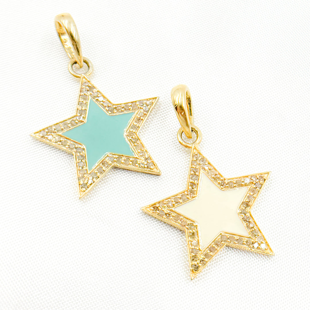 DP647A. Diamond Sterling Silver Star Enamel Pendant