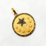 Load image into Gallery viewer, DP517. Diamond Sterling Silver Round Star Pendant
