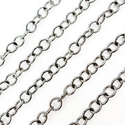 V270BR. Black Rhodium  Sterling Silver Round Link Chain