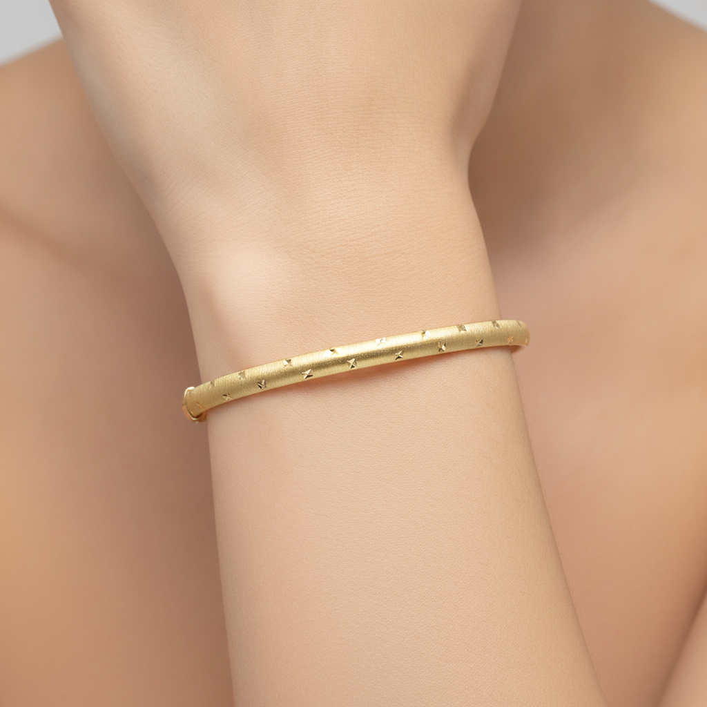 Bangle17. 14K Solid Gold Matte Textured Bangle