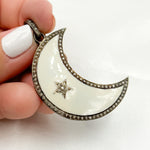 Load image into Gallery viewer, DP525A. Diamond Sterling Silver Moon Enamel Pendant
