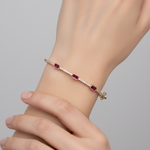 Load image into Gallery viewer, BNG68670RU. 14K Solid Gold Diamond and Ruby Bangle