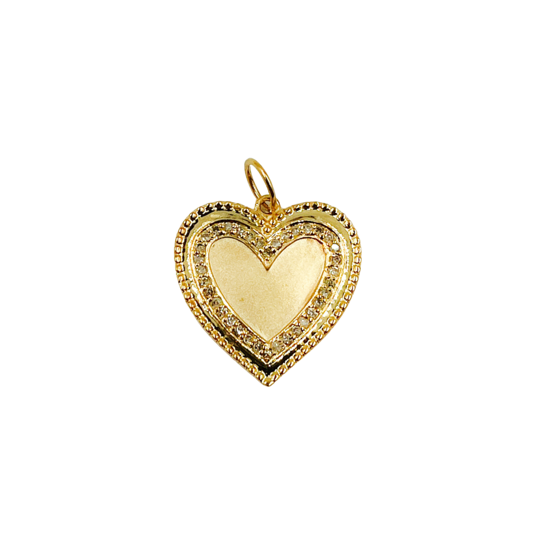 14K Gold with Diamonds Heart Shape Charm.  GDP141