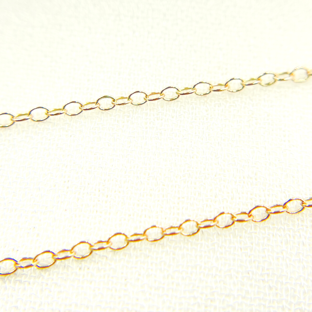 14k Solid Yellow Gold Cable Link Necklace with Diamonds. PFF32462