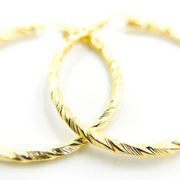 GER54. 14K Solid Gold Twist Round Hollow Hoop Earrings