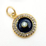 Load image into Gallery viewer, DC020A. Diamond Sterling Silver Round Enamel Charm with Gemstone
