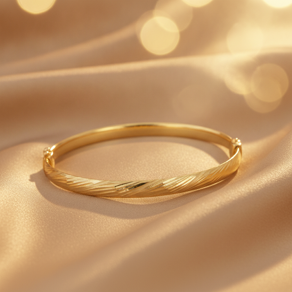 Bangle21. 14K Solid Gold Matte Textured Bangle
