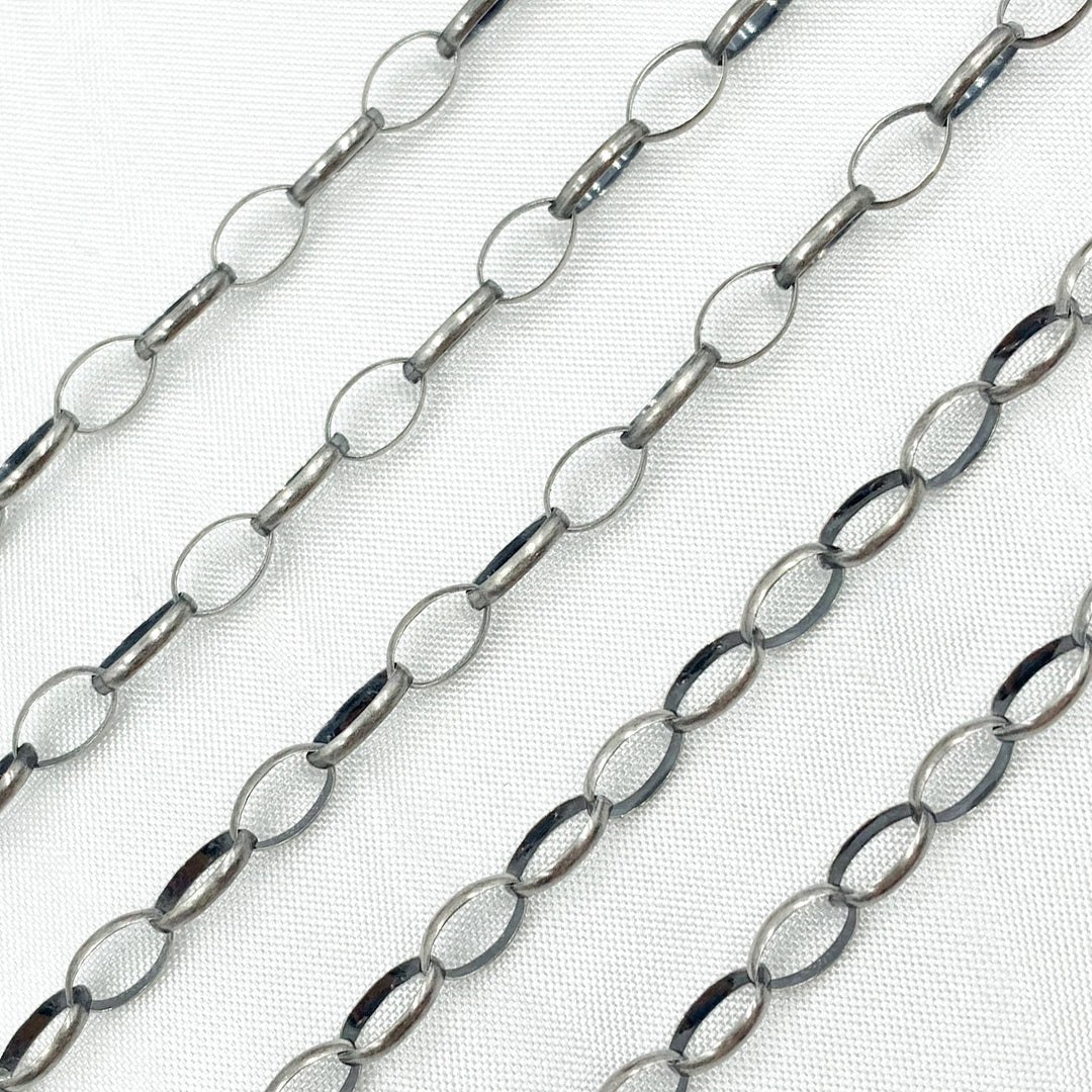 Oxidized 925 Sterling Silver Oval Link Chain. 606OX