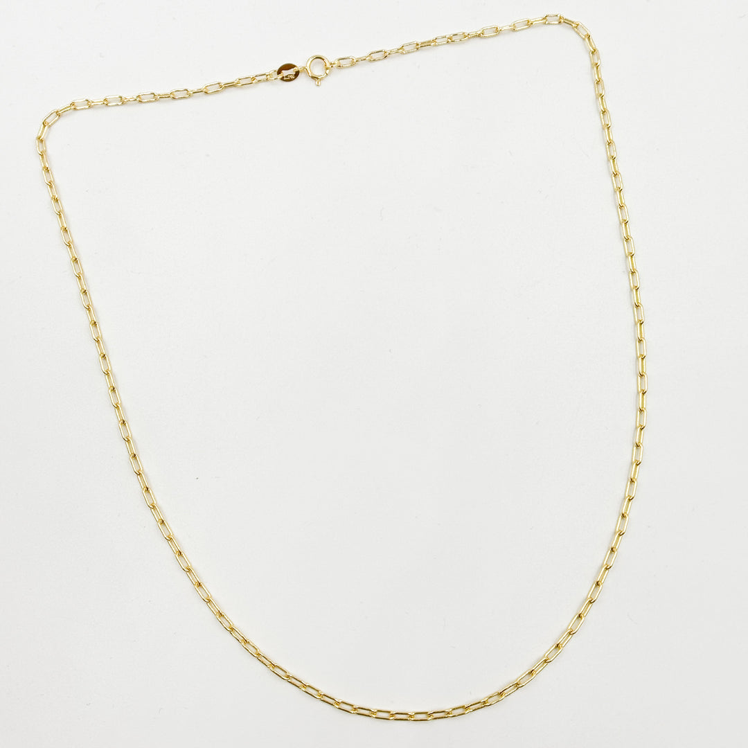 058FLCL218K. 18K Solid Yellow Gold Paperclip Link Chain