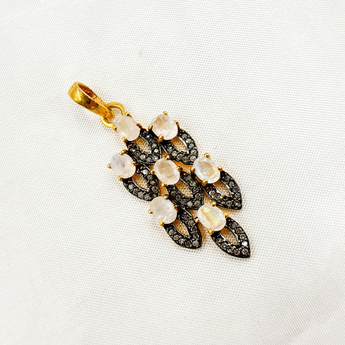 DSP063. Diamond Silver Gemstone Fancy Shape Pendant