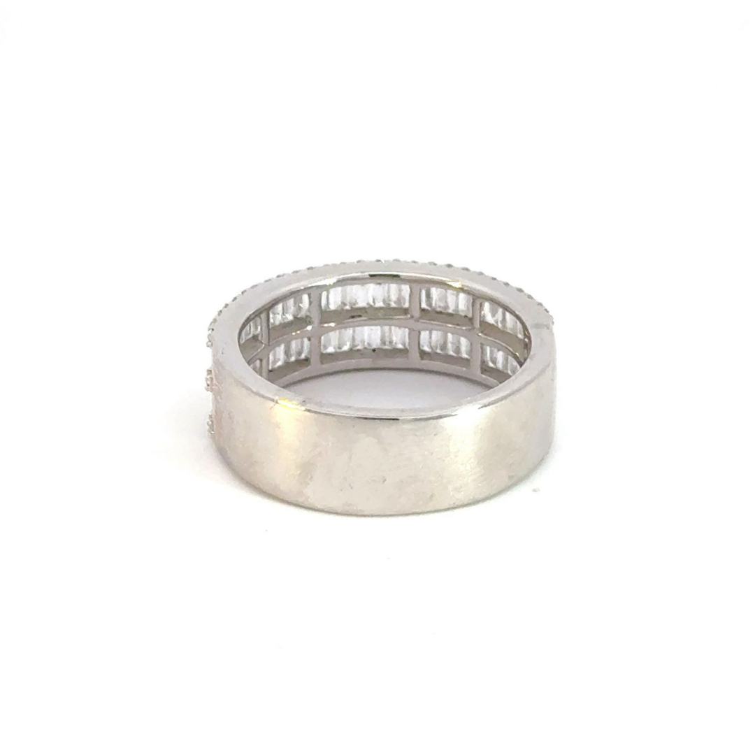 14k Solid Gold Half Band Baguette Diamond Ring.