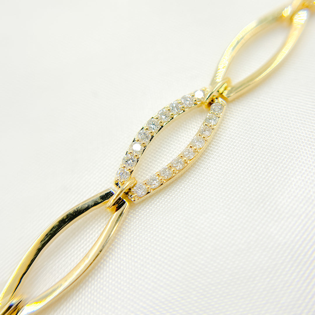 14k Solid Gold Diamond Oval Bracelet. BR402612